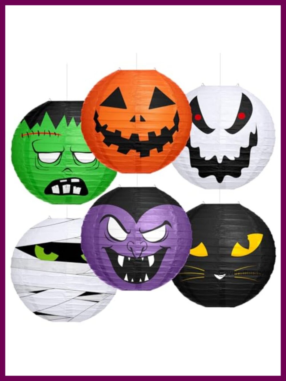 6 Pcs Hanging Paper Lanterns with Tassels Halloween Party Decor